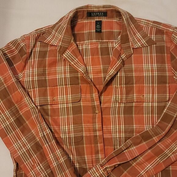 Lauren ralph lauren plaid shirt size large. - Picture 2 of 11
